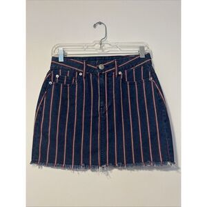 American Eagle Skirt Women's Sz 2 Super Stretch Denim Jean Hi-Rise Mini Striped‎